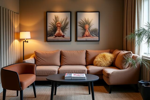 Kawasan lounge yang selesa untuk klien di studio Gelap Terang.